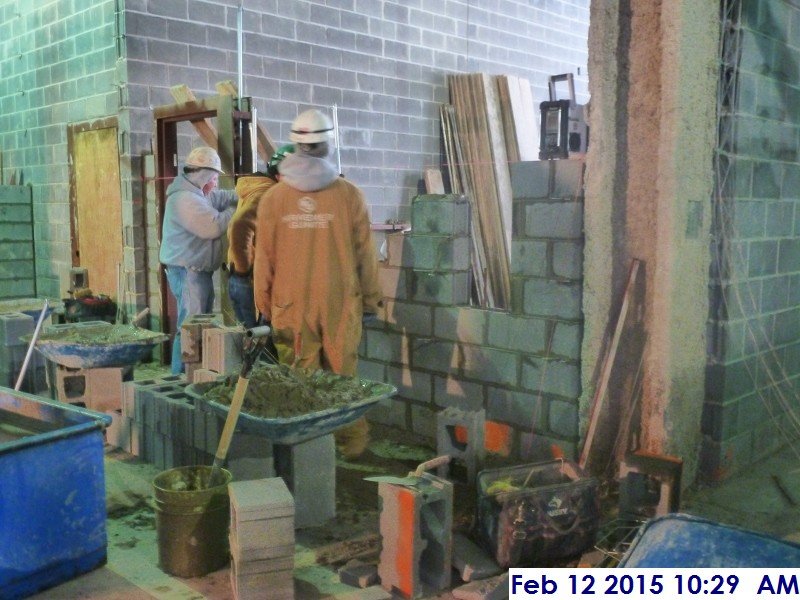 Closing up the cmu wall at Sally Port 141 Facing West